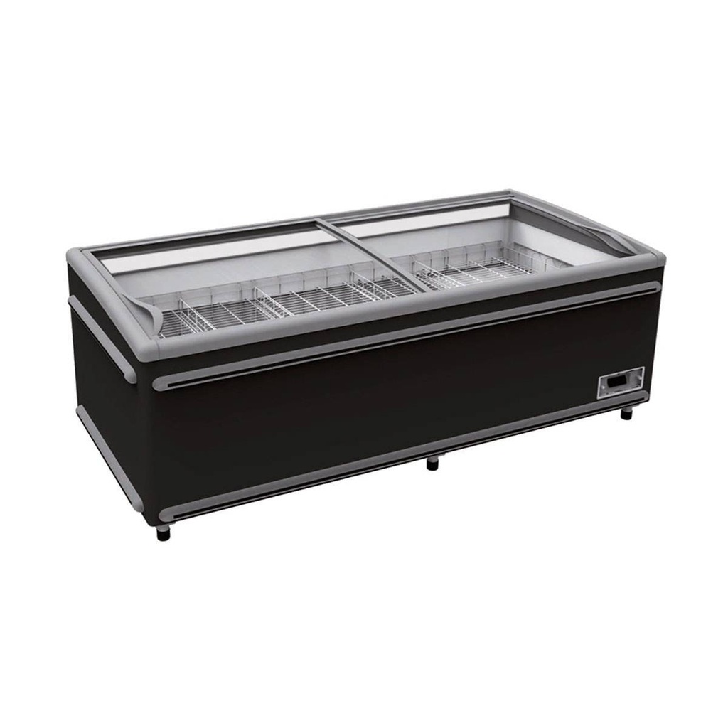 TOPLINE Kühl- und Tiefkühltruhe 850 mit Glasschiebedeckel, Schwarz, LED, 2106 x 858 mm