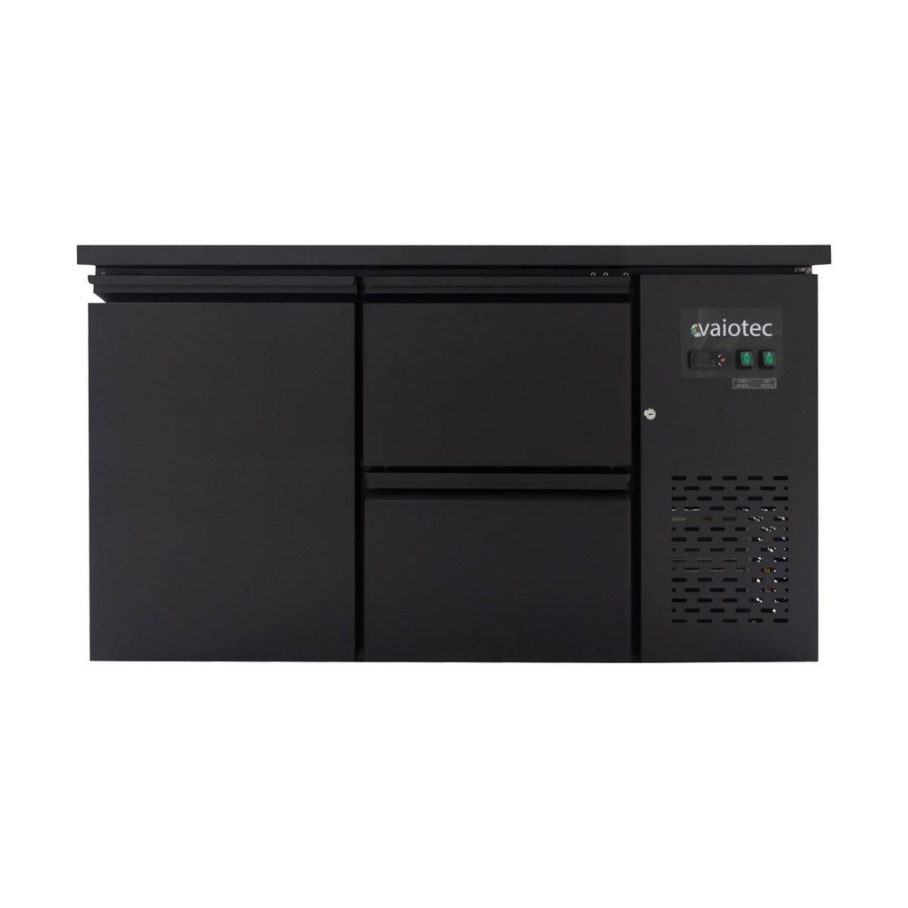 Barkühltisch schwarz / 1 Tür & 2 Schubladen - 280 l, 1465 x 520 mm