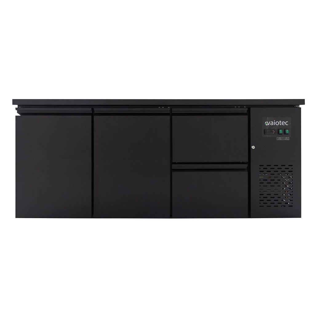 Barkühltisch schwarz / 2 Türen & 2 Schubladen - 425 l, 2005 x 520 mm