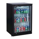 Barkühlschrank schwarz / 1 Glastür, Höhe 900 mm, 600 x 520 mm