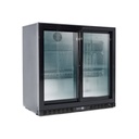 Barkühlschrank schwarz / 2 Glasschiebetüren, Höhe 840 mm, 900 x 520 mm