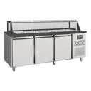 Salattheke / 3-fach mit Türen, Glasaufbau, für 5x GN 1/1 "schwarz", 2000 x 800 mm