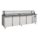 Salattheke / 4-fach mit Türen, Glasaufbau, für 6x GN 1/1 "schwarz", 2500 x 800 mm