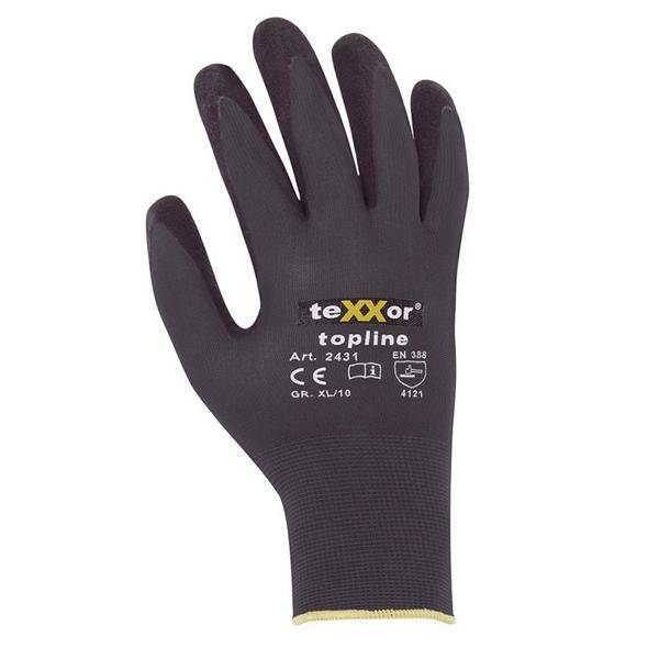 Arbeitsschutzhandschuhe Nitril- beschichtet, schwarz-grau | Größe: 7