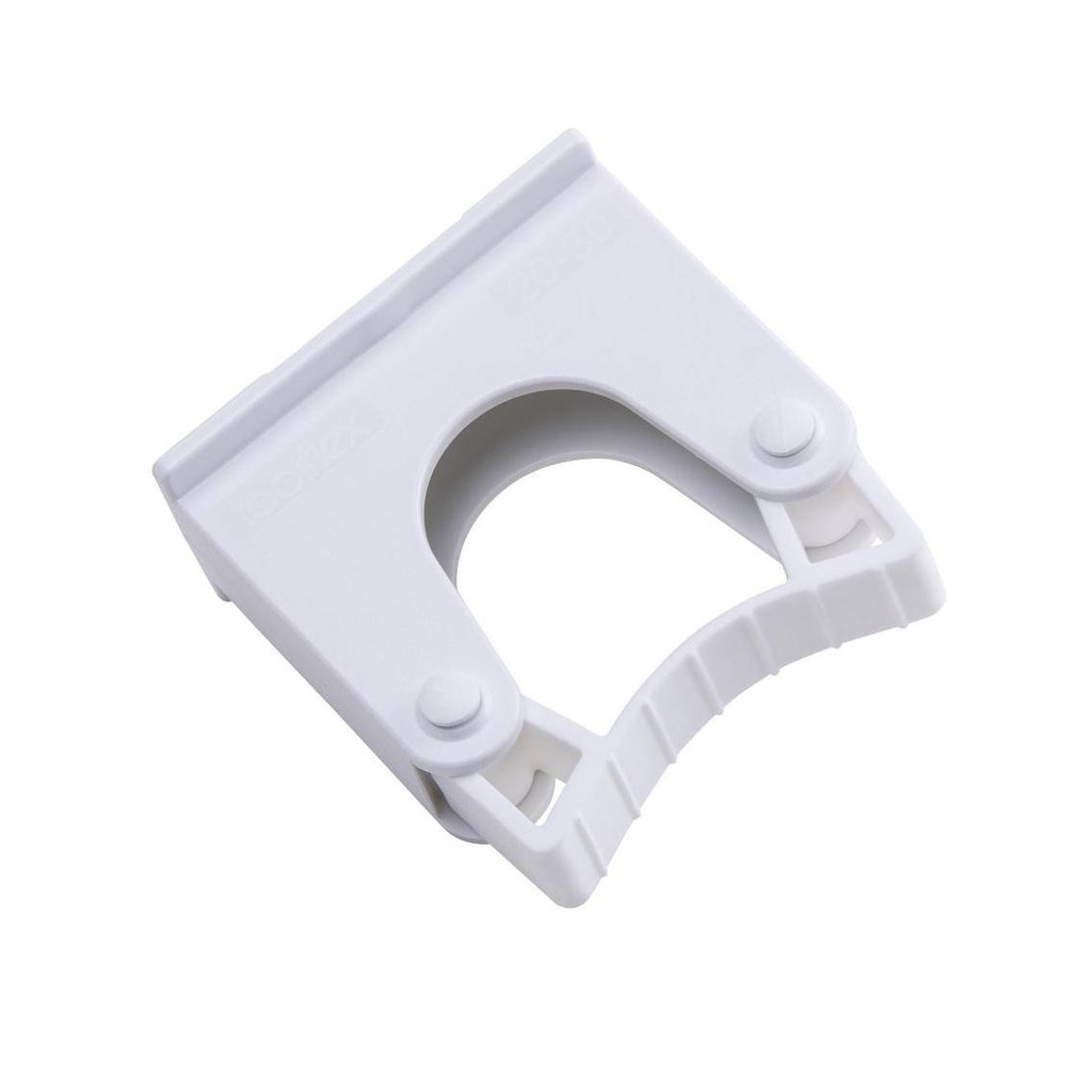 Toolflex Gerätehalterung 20 - 30 mm für Alu-Schiene | Halter weiß, Gummi weiß