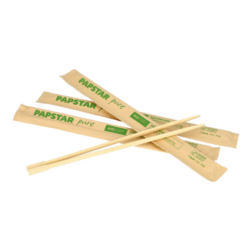 10 x 50 Paar Essstäbchen Bambus "ASIA" 23 cm einzeln gehüllt