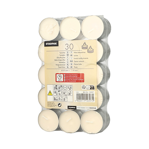 20 x 30 Teelichte Ø 37 mm · 19 mm weiss · mit langer Brenndauer 6 h
