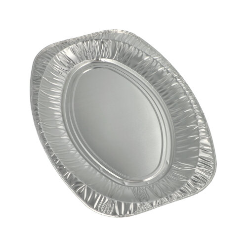 10 x 3 Servierplatten, Alu oval 43 cm x 29 cm