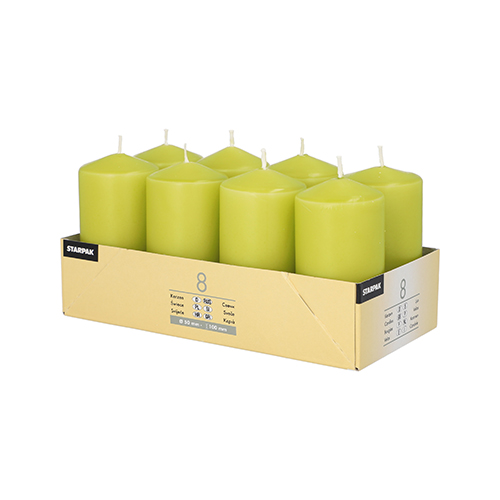 6 x 8 Stumpenkerzen Ø 50 mm · 100 mm kiwi