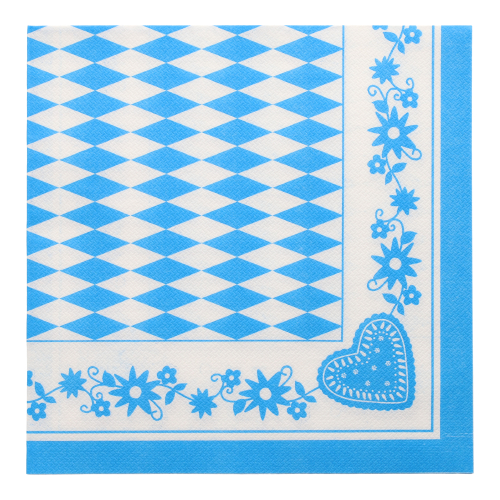 5 x 50 Servietten 1/4-Falz 40 cm x 40 cm "Bayrisch Blau"