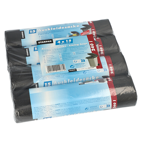 4 x 60 Auskleidesäcke für Mülltonnen 240 l 135 cm x 120 cm schwarz