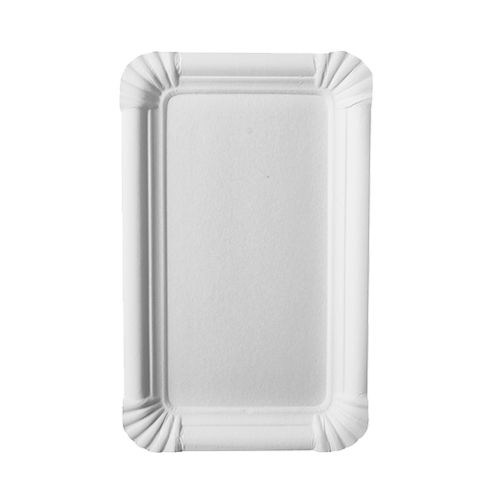 4 x 250 Teller, Pappe "pure" eckig 11 cm x 17,5 cm weiss