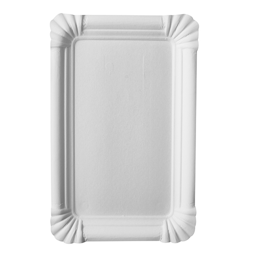 4 x 250 Teller, Pappe "pure" eckig 13 cm x 20 cm weiss