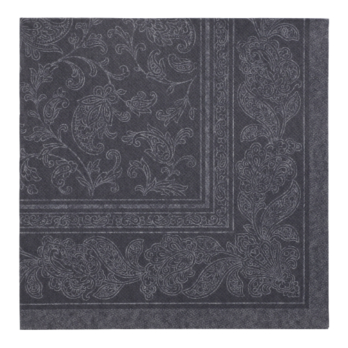 8 x 20 Servietten "ROYAL Collection" 1/4-Falz 40 cm x 40 cm schwarz "Ornaments"