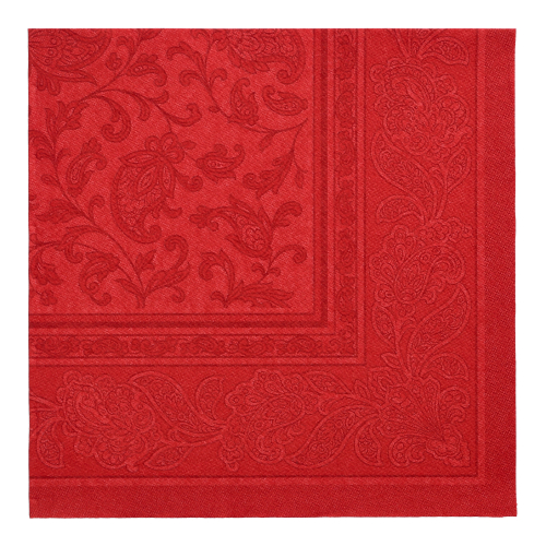5 x 50 Servietten "ROYAL Collection" 1/4-Falz 40 cm x 40 cm bordeaux "Ornaments"
