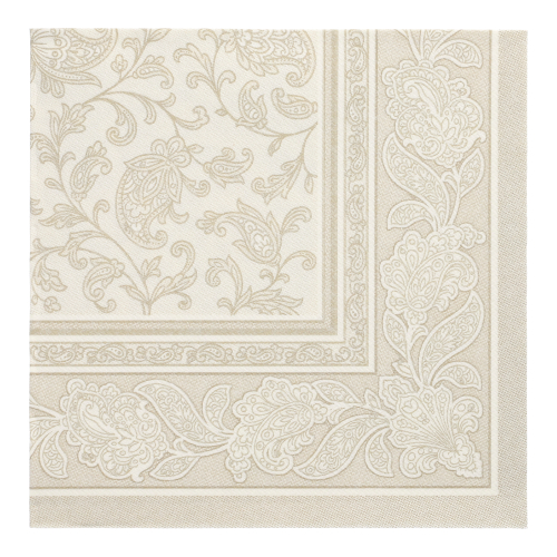 5 x 50 Servietten "ROYAL Collection" 1/4-Falz 40 cm x 40 cm champagner "Ornaments"