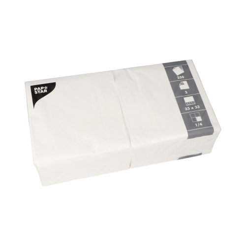4 x 250 Servietten, 3-lagig 1/4-Falz 33 cm x 33 cm weiss