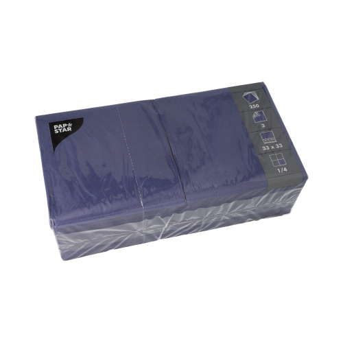 4 x 250 Servietten, 3-lagig 1/4-Falz 33 cm x 33 cm dunkelblau