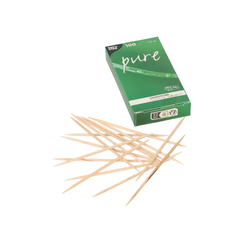 48 x 100 Zahnstocher, Holz "pure" rund 8 cm