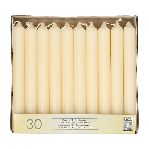 4 x 30 Tafelkerzen Ø 2,1 cm · 19,6 cm creme