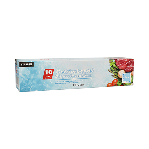 12 x 24 Gefrierbeutel, LLDPE 10 l 60 cm x 40 cm transparent in Faltschachtel