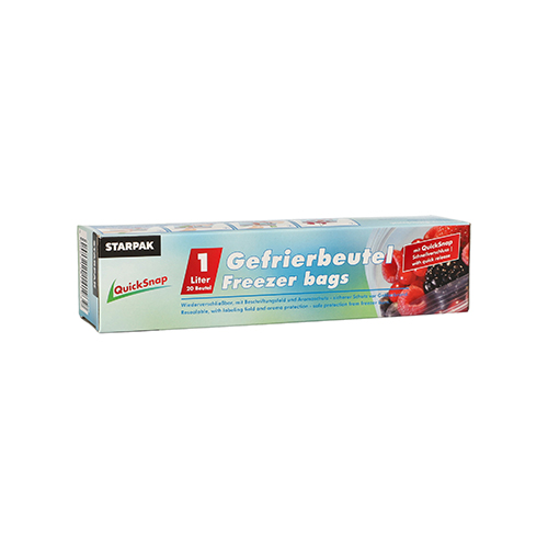 16 x 20 QuickSnap Gefrierbeutel 1 l 20 cm x 18 cm transparent in Faltschachtel
