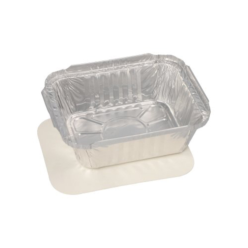 12 x 25 Schalen, Alu + Einlegedeckel, PE-beschichtet eckig 0,5 l 4,2 cm x 11,4 cm x 14 cm