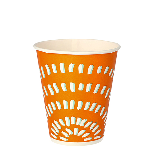 20 x 100 Trinkbecher für Kaltgetränke, Pappe 0,25 l Ø 8,97 cm · 10 cm orange "Rays"