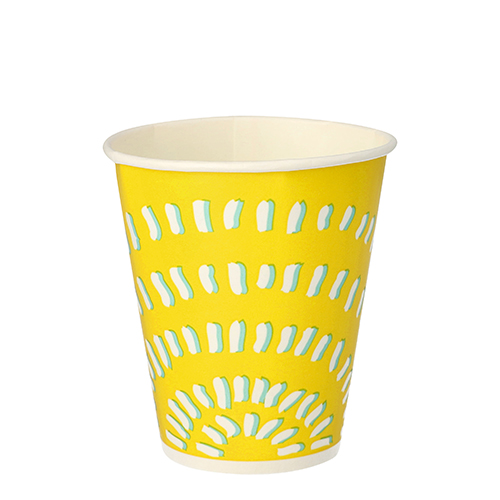 20 x 100 Trinkbecher für Kaltgetränke, Pappe 0,3 l Ø 8,97 cm · 10 cm gelb "Rays"