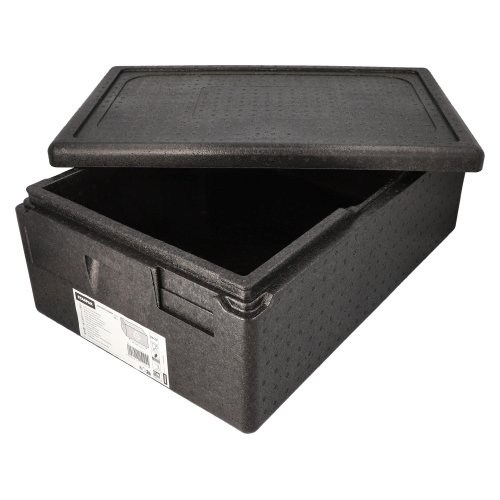 5 x Isolier-Transportbehälter, EPP 60 cm x 40 cm x 23 cm schwarz "Gastro-Norm 1/1"