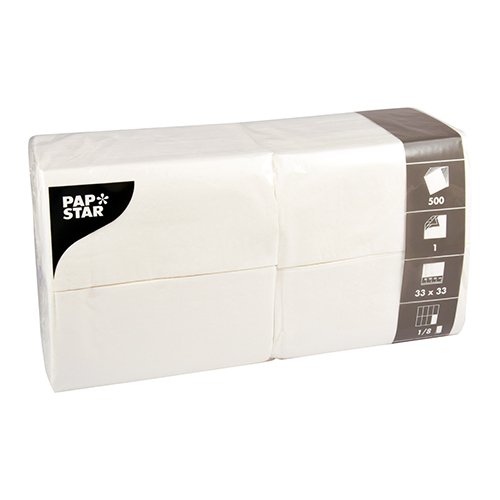 10 x 500 Servietten, 1-lagig 1/8-Falz 33 cm x 33 cm weiss