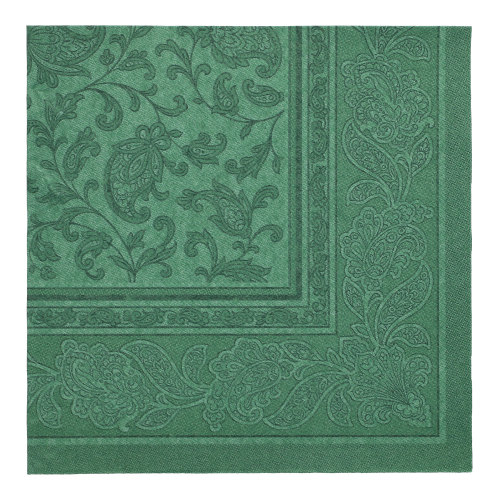 8 x 20 Servietten "ROYAL Collection" 1/4-Falz 40 cm x 40 cm dunkelgrün "Ornaments"