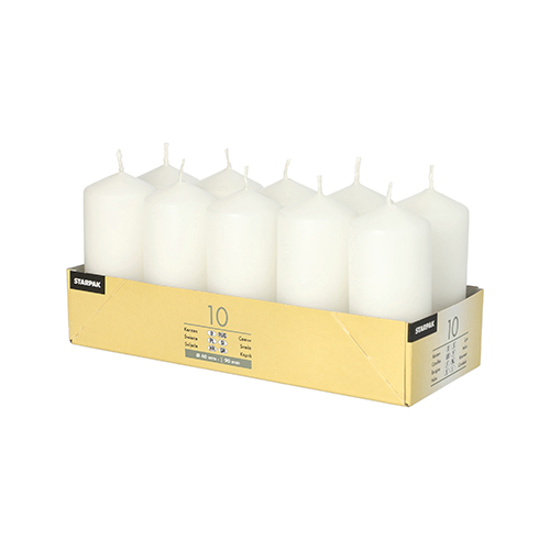 4 x 10 Stumpenkerzen Ø 40 mm · 90 mm weiss