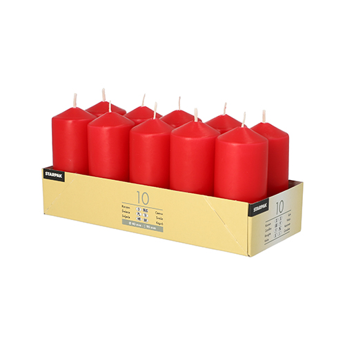 4 x 10 Stumpenkerzen Ø 40 mm · 90 mm rot