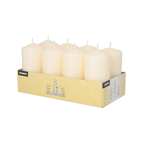 6 x 8 Stumpenkerzen Ø 50 mm · 100 mm creme