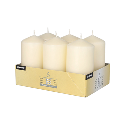 4 x 6 Stumpenkerzen Ø 60 mm · 115 mm creme