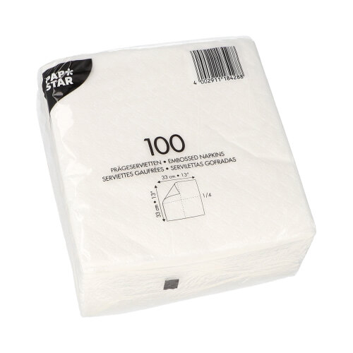 20 x 100 Servietten, 1-lagig 1/4-Falz 33 cm x 33 cm weiss