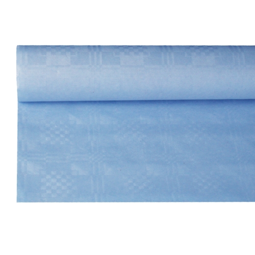 12 x Papiertischtuch mit Damastprägung 8 m x 1,2 m hellblau