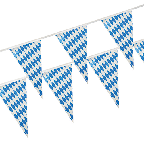 10 x Wimpelkette, Folie 4 m "Bayrisch Blau" wetterfest