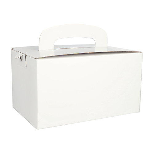 5 x 20 Lunch-Boxen, Pappe "pure" eckig 12,5 cm x 15,5 cm x 22,5 cm weiss mit Tragegriff