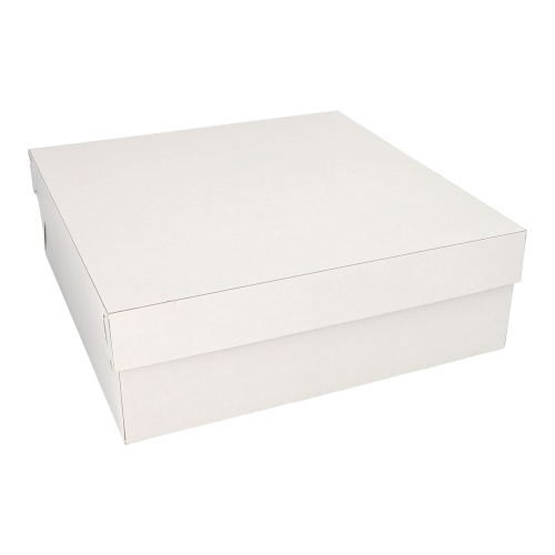 5 x 10 Tortenkartons, mit Deckel, Pappe eckig 30 cm x 30 cm x 10 cm weiss