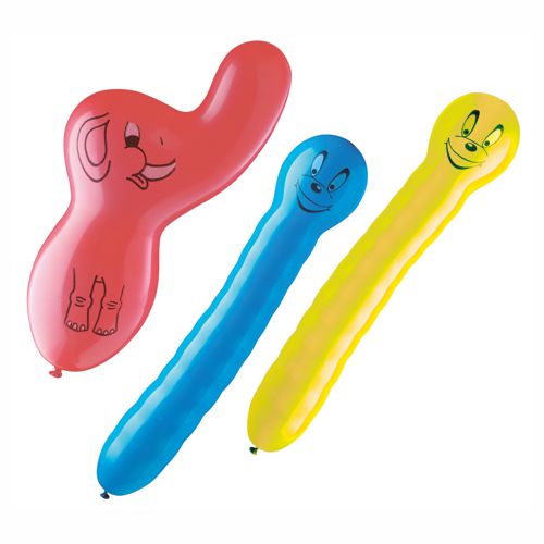 12 x 3 Luftballons farbig sortiert "verschiedene Formen"