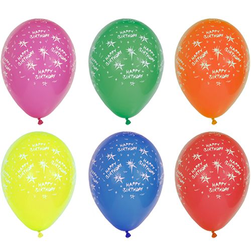 12 x 10 Luftballons Ø 29 cm farbig sortiert "Happy Birthday"