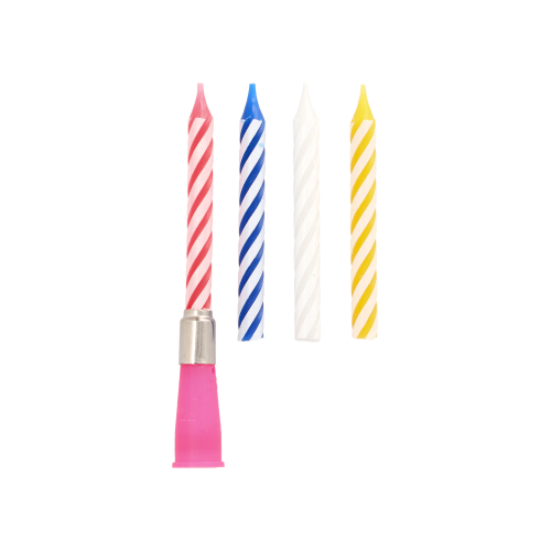 12 x Musikkerze 12 cm farbig sortiert "Happy Birthday" mit 3 Ersatzkerzen