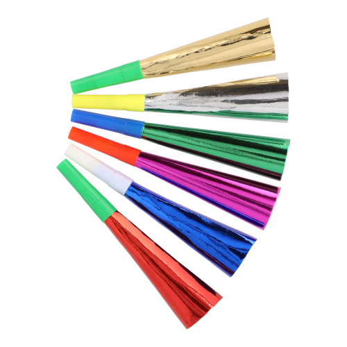 12 x 6 Trompeten 18 cm farbig sortiert "Metallic"
