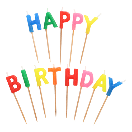 16 x Buchstabenkerzen-Set 8 cm "Happy Birthday"