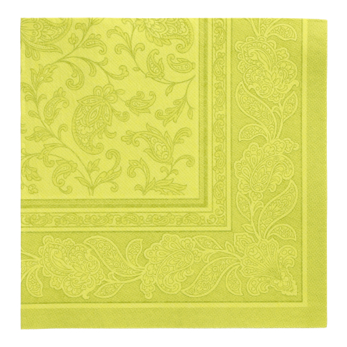 5 x 50 Servietten "ROYAL Collection" 1/4-Falz 40 cm x 40 cm limonengrün "Ornaments"
