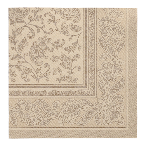 5 x 50 Servietten "ROYAL Collection" 1/4-Falz 40 cm x 40 cm sand "Ornaments"