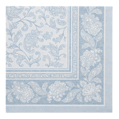 5 x 50 Servietten "ROYAL Collection" 1/4-Falz 40 cm x 40 cm arktikblau "Ornaments"