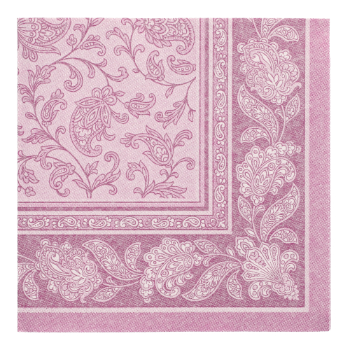 5 x 50 Servietten "ROYAL Collection" 1/4-Falz 40 cm x 40 cm lila "Ornaments"